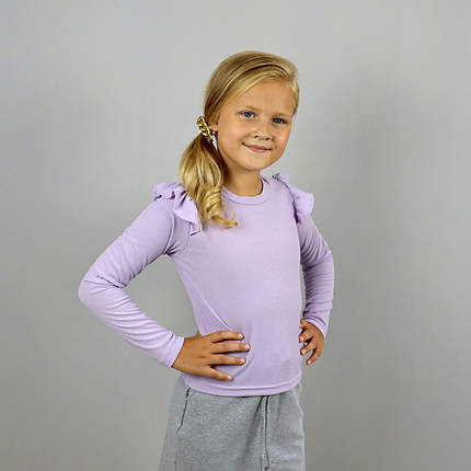 1058сир Сіреневий лонгслив для дівчинки, рубчик тм BosKids розмір 110 см, фото 2