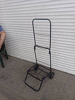 Сірий металевий візок-кравчочка для покупок на гумових колесах