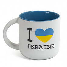 Чашка керамова матова з принтом "I LOVE UKRAINE" 350 мл Голубий