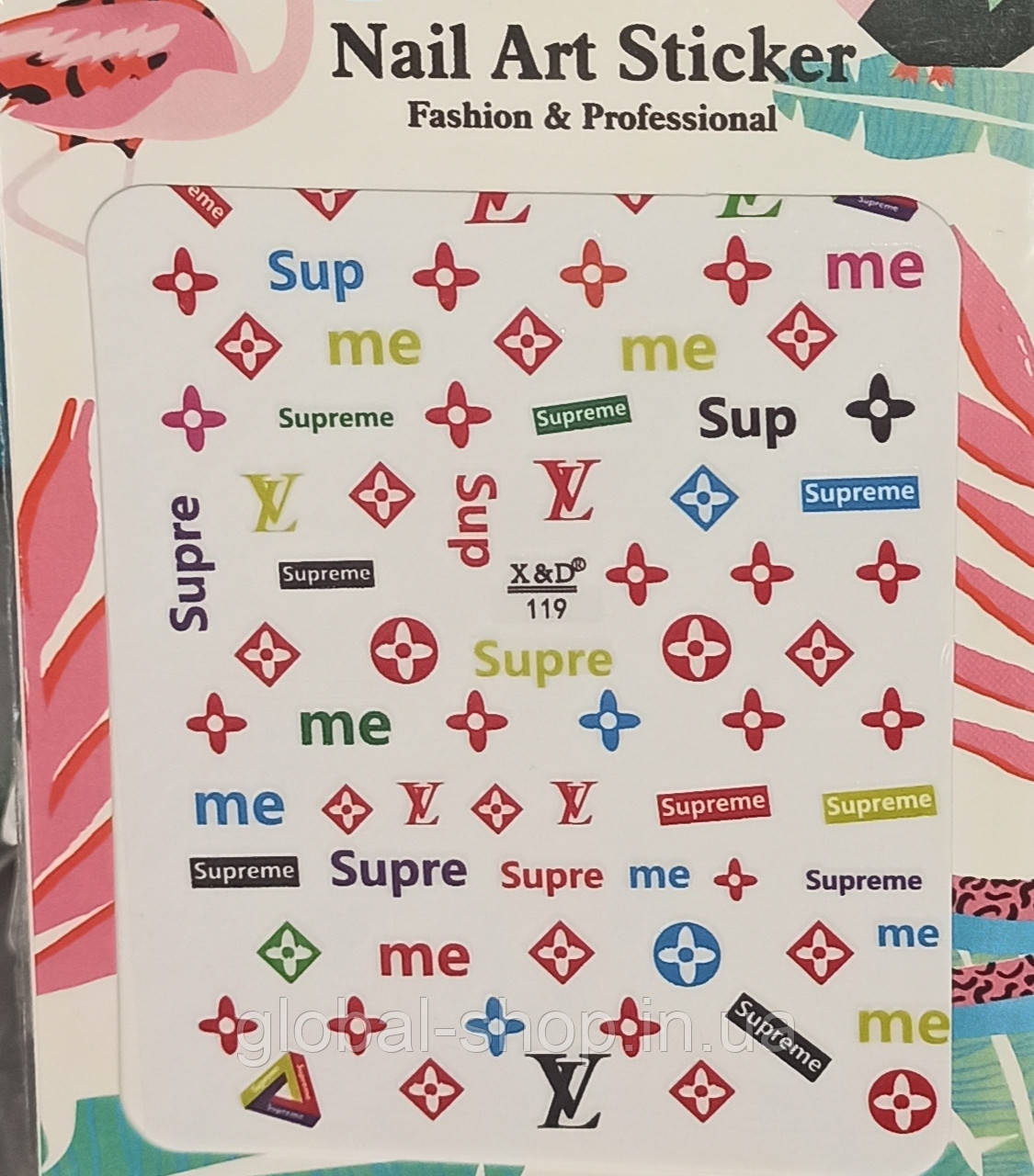 Наклейки для дизайну нігтів Supreme, квіточки