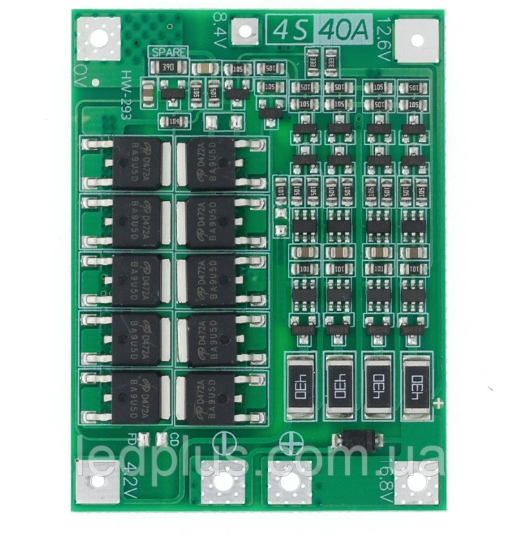 Плата балансування та захисту Li-Ion акумуляторів BMS 4S 40A