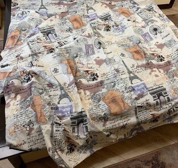 Підковдра полуторна 150х215, бязь Голд, принт: Париж беж