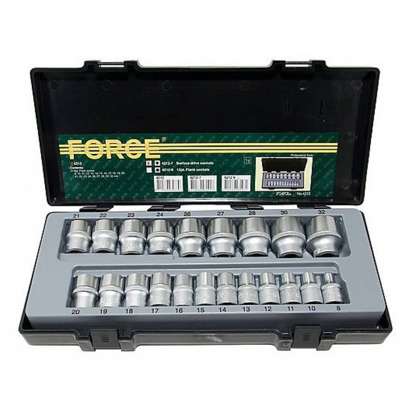 Набір Force 4212, інструменту з 21 предметів 1/2" в кейсі, 8-32 мм