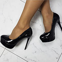 Женские Черные Туфли Seven на высоком каблуке