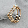 Каблучка Модниця 37117 ширина 6 мм білі фіаніти позолота 18К розмір 20, фото 3