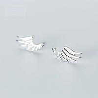 Серьги-гвоздики серебряные Крылья, сережки в стиле минимализм, серебро 925 пробы