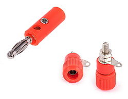 Роз'єм "банан" + гніздо 21мм Червоний