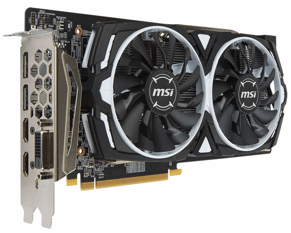 Б/В Відеокарта Radeon RX 480, Radeon RX 480 ARMOR 4G OC, MSI, 4Gb DDR5, DPx2/ HDMIx2/ DVI-Dx1, 1291/7000 MHz Термін гарантії: 1 м