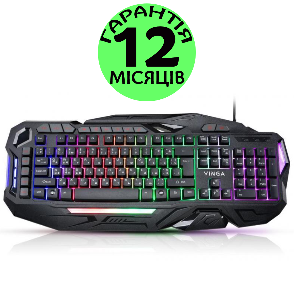 Игровая Клавиатура с Подсветкой Vinga KBG417 USB Черная, Геймерская ...