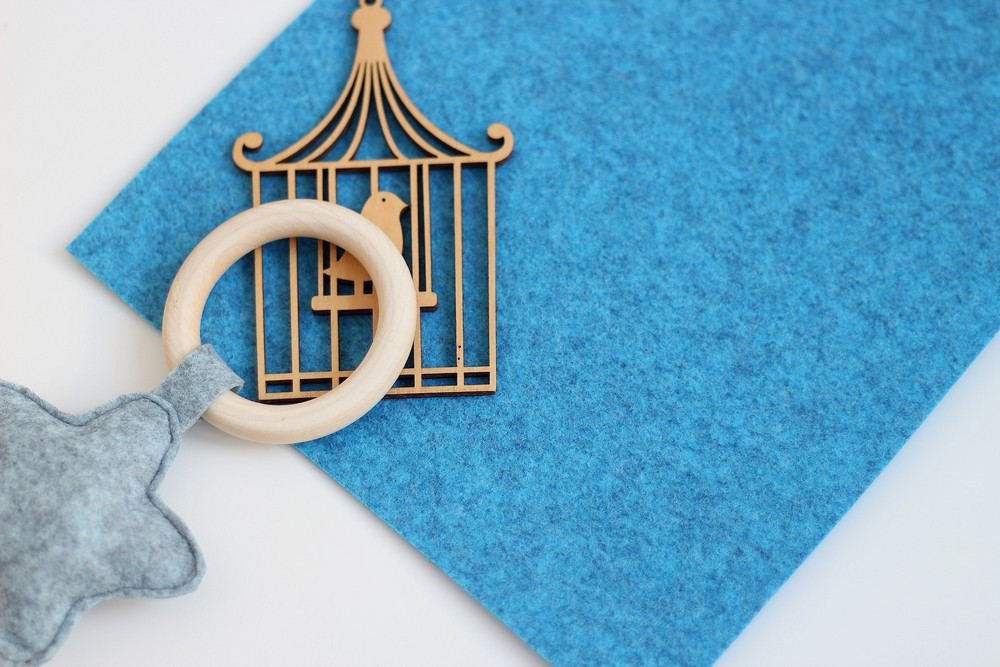 Фетр корейський жорсткий меланж 1,2 мм 85*100см С-209 блакитний, фото 1