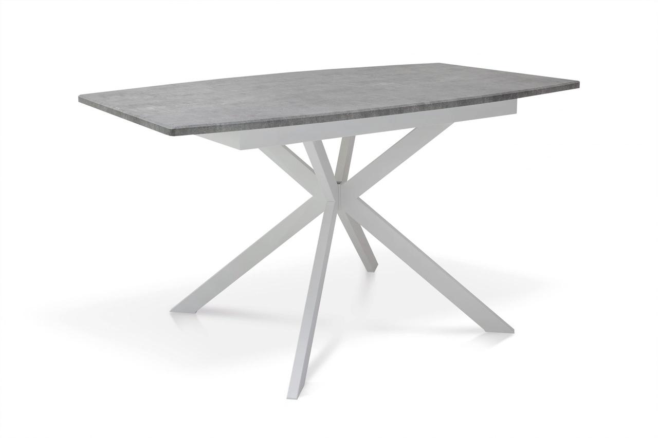 Стіл обідній Річард 140-180 см (ніжки білі/стільниця світло-сіра), фото 1