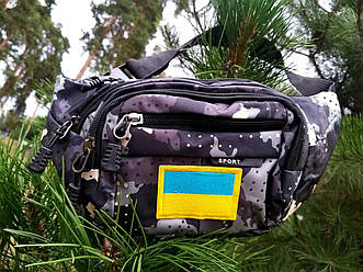 Сумка пояс гаманець захисного кольору з водостійкої матерії з нашивкою "Прапор України"