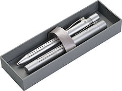 Подарунковий набір ручок Faber-Castell GRIP 2011, в картонній коробці, срібний корпус, кулька + перо М, 140981