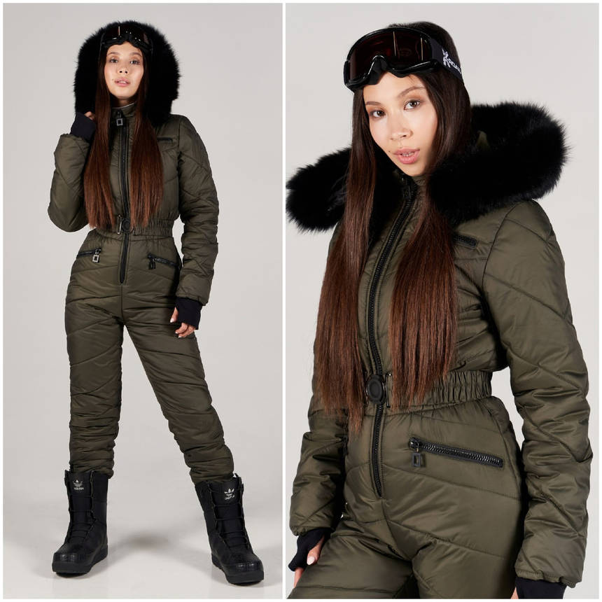 Зимовий гірськолижний комбінезон жіночий хакі (7 кольорів) DX/-1303, фото 2