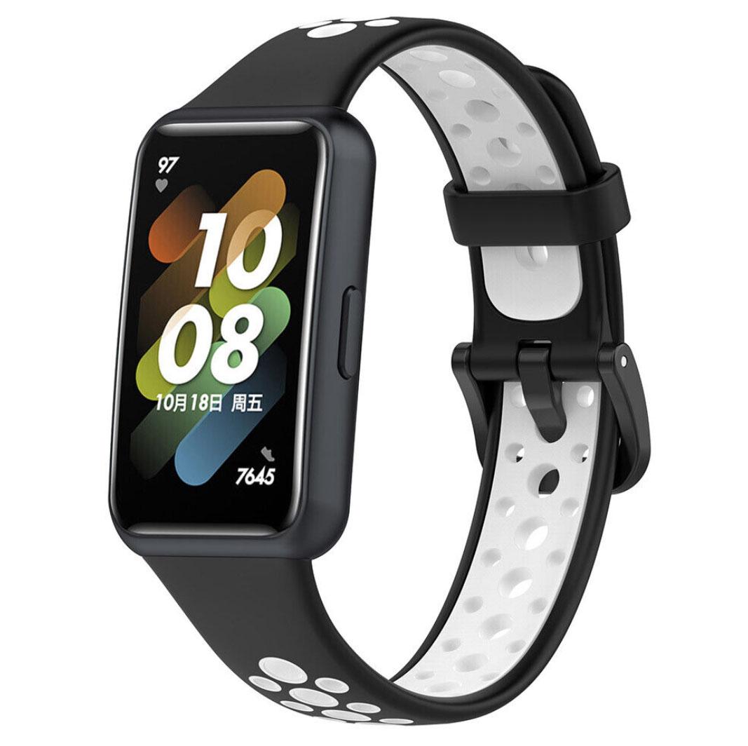 Силіконовий ремінець Primolux Perfor Classic для фітнес браслета Huawei Band 7- Black&White, фото 1