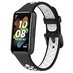 Силіконовий ремінець Primolux Perfor Classic для фітнес браслета Huawei Band 7- Black&White