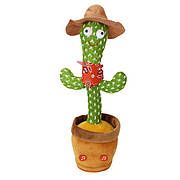 Опт, який говорить танцюючий кактус з зеленим капелюхом і підсвічуванням Dancing Cactus 32 см, що співає, повторює USB