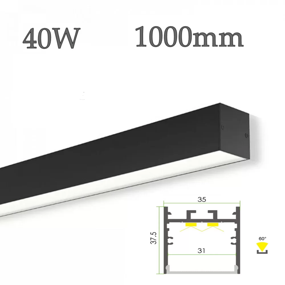 Алюминиевый подвесной Линейный LED светильник 40W VL-35х37мм 1м