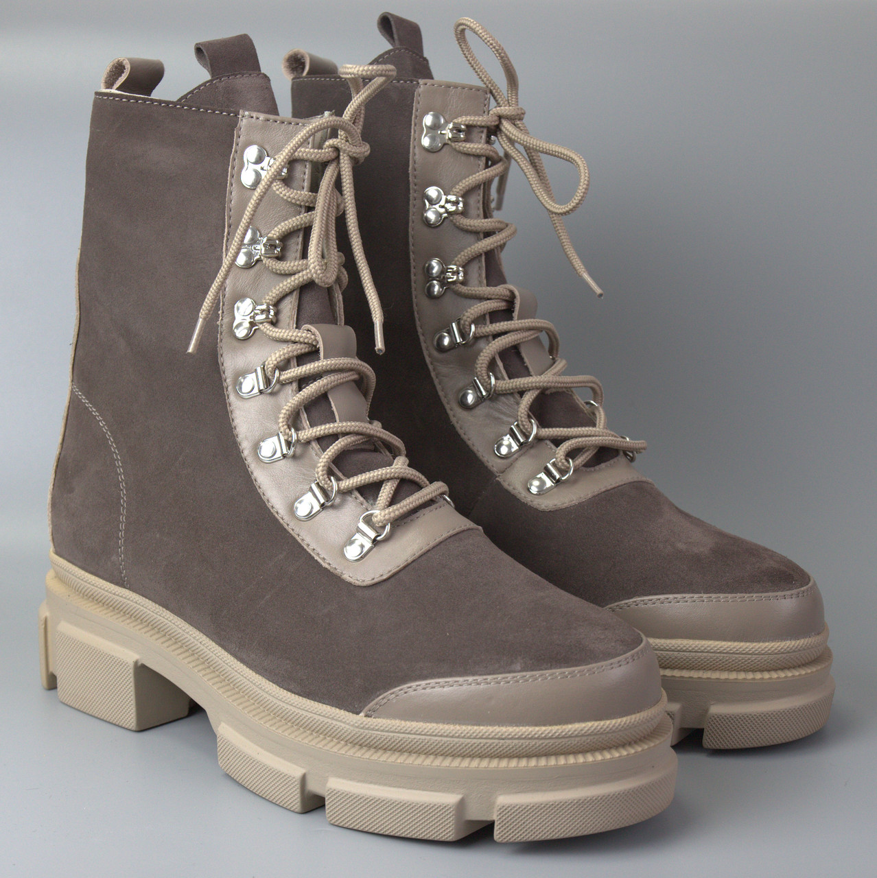 Коричневі замшеві черевики на хутрі зимове жіноче взуття COSMO Shoes Queen Brown Vel