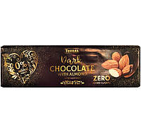 Шоколад TORRAS Zero, Чорний з МИГДАЛЕМ, Dark Chocolate with ALMOND, (без цукру, без глютену), 3...