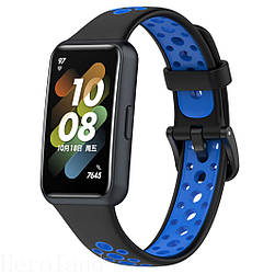 Силіконовий ремінець Primolux Perfor Classic для фітнес браслета Huawei Band 7- Black&Blue