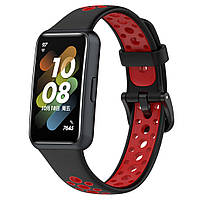 Силиконовый ремешок Primolux Perfor Classic для фитнес браслета Huawei Band 7 - Black&Red