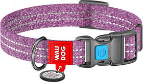 Нашийник для собак бавовна Collar WAUDOG QR паспортом світловідбивний (довжина 31-49 см, ширина 25 мм)
