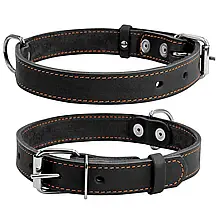 Нашийник шкіряний для собак CoLLaR одинарний (довжина 47-62 см, ширина 35 мм) Чорний, фото 5