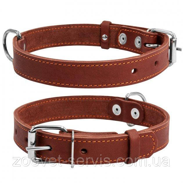 Нашийник CoLLaR для собак шкіряний одинарний (ширина 35 мм, довжина 47-62 см) Коричневий