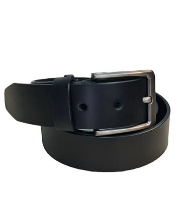 Ремінь шкіряний чорний 4см гладкий без рядків