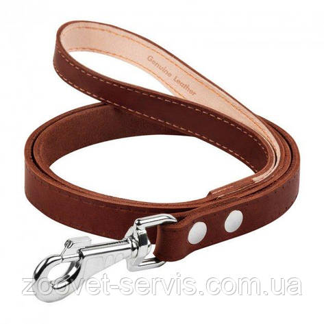 Повідець для собак одинарний CoLLaR шкіряний коричневий не прошитий 16ммх122см 04566, фото 1