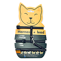 Collar Шлея с поводком из нейлона "Dog Extremе" для котят, котов, щенков, кроликов, черный