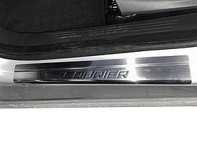 Накладки на пороги Carmos V1 (4 шт., нерж) Ford Courier 2014 рр. AUC Накладки на пороги Форд Кур'єр