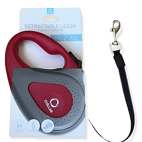 Стильний поводок-рулетка COLLAR для собак до 25 кг, розмір М, стрічка 5 м,