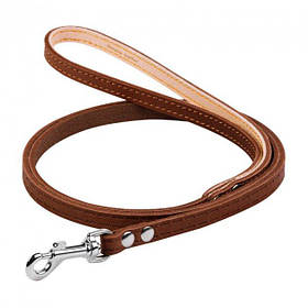 Повідець для собак одинарний CoLLaR шкіряний не прошитий 12 мм 122 см Коричневий