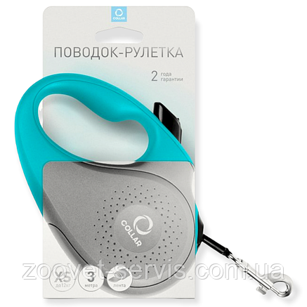 Повідець-рулетка COLLAR для собак до 12 кг XS стрічка 3м, Блакитний, фото 1