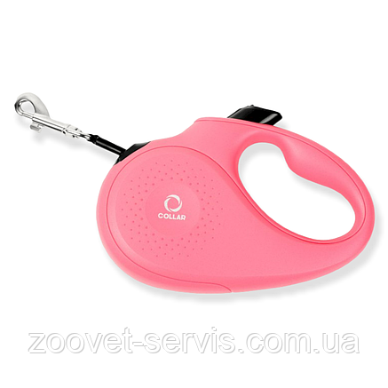 Повідець-рулетка COLLAR для собак до 12 кг стрічка 3 м, XS Рожевий, фото 3