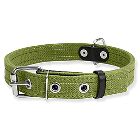 Нашийник брезентовий подвійний для собак Collar, довжина 41-53 см, ширина 25 мм, Зелений