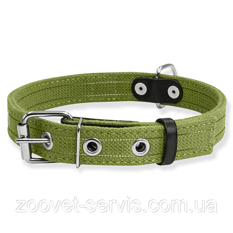 Нашийник брезентовий подвійний для собак Collar, довжина 41-53 см, ширина 25 мм, Зелений, фото 1