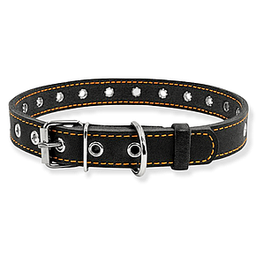 Нашийник для собаки шкіряний безрозмірний чорний Collar (ширина 20 мм, довжина 50 см), фото 3