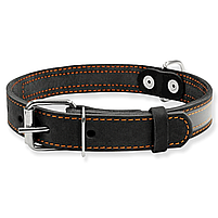 Нашийник шкіряний чорний для собаки зі світловідбивною стрічкою CoLLaR, ширина 20 мм, довжина 32-40 см, фото 2