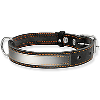 Нашийник шкіряний чорний для собаки зі світловідбивною стрічкою CoLLaR, ширина 20 мм, довжина 32-40 см, фото 4