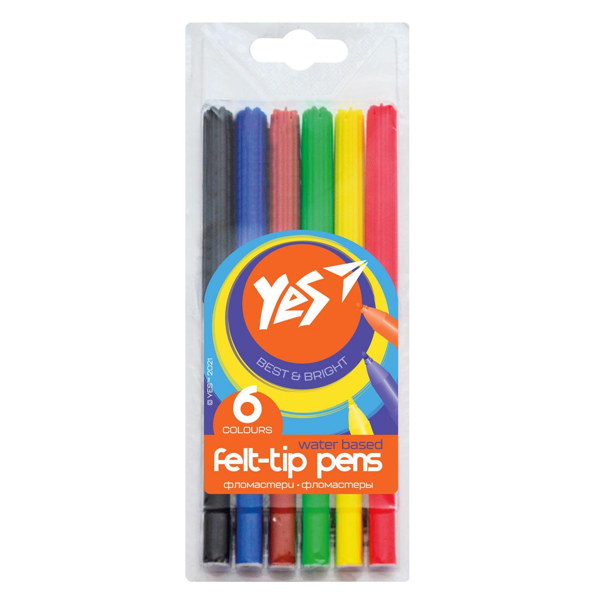 Фломастери YES 6 кольорів Erudite (650458), фото 1