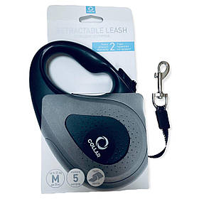 Поводок-рулетка для собак до 25кг довжина стрічки 5 м, розмір М , Чорний, COLLAR