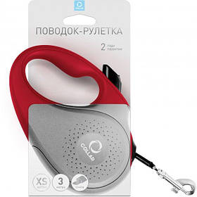 Повідець-рулетка зі стрічкою COLLAR для собак розмір XS, 3м, до 12 кг Червоний