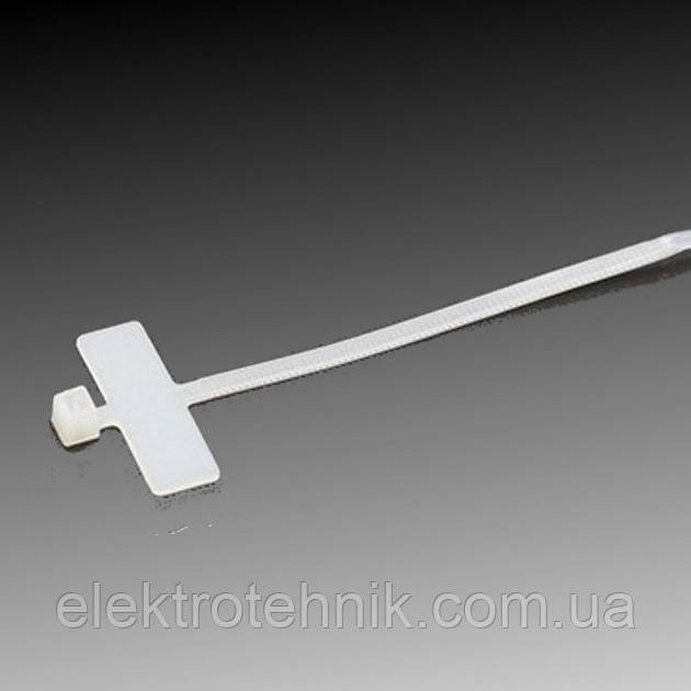 Стяжка кабельна (хомут) з площадкою для маркування біла 3х100 (2,5х100мм)