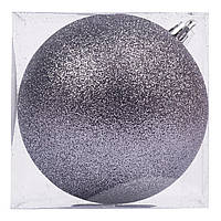 Новогодний шар Novogod'ko, пластик, 10 cм, серый графит, глиттер (974050)