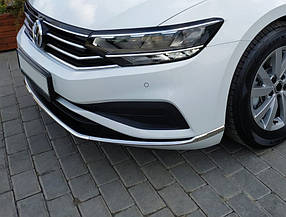 Volkswagen Passat B8 2019+ Накладки на передній бампер Carmos AUC Захисні (хром) накладки на бампер