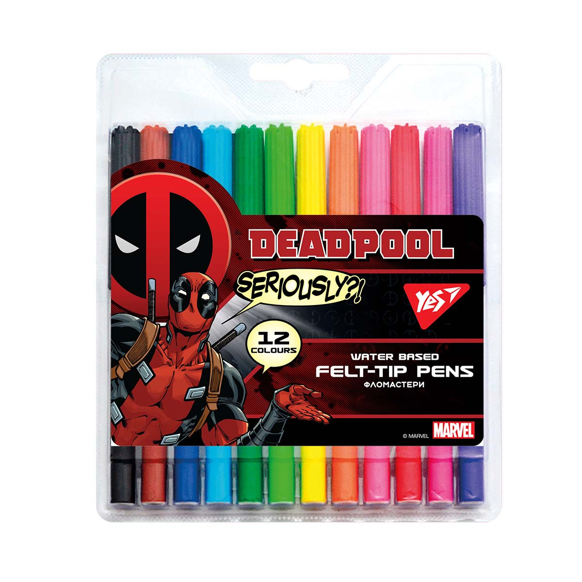 Фломастери YES 12 кольорів Marvel.Deadpool (650477), фото 1