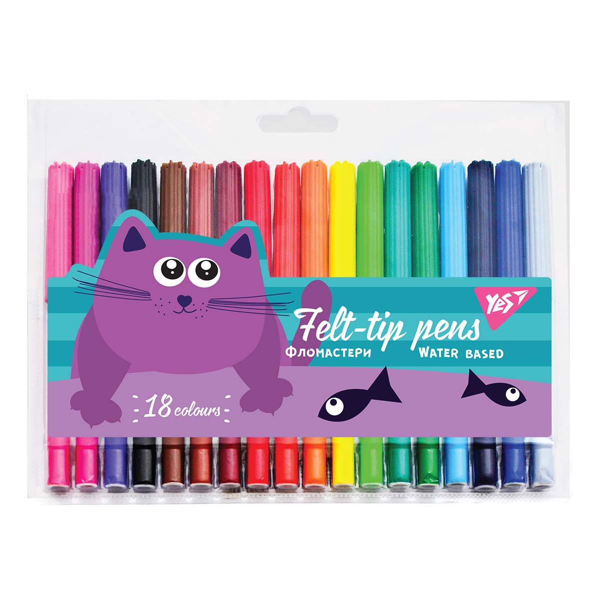 Фломастери YES 18 кольорів Kittycon (650489), фото 1